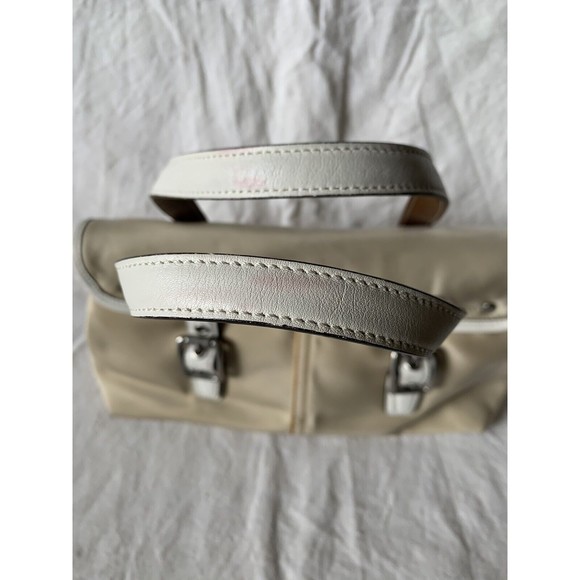 Vintage Y2K Coach Khaki & Cream Nylon Leather Small Satchel Handbag No. M3J-6255 - Picture 4 of 8